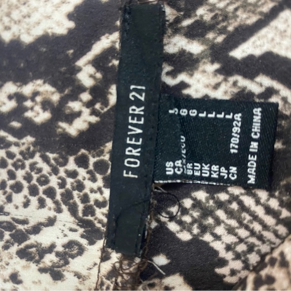 Forever 21  Snake Print Button Down Silky Top, Size L - Picture 5 of 5